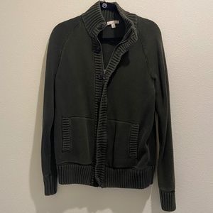 Dark Green Zip-Up Cardigan